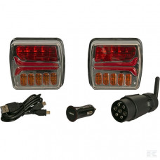 DRAADLOZE ACHTERLICHTENSET LED VIERKANT 12 V LI-ION MAGNETISCH 110X103X7-PIN KRAMP