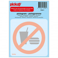 STICKER VERBODEN VOOR CONSUMPTIES 100X100 MM GESPIEGELD