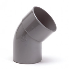 NICOLL BOCHT 45°, PVC, INW X UITW LIJM, GRIJS, KOMO, 75 MM