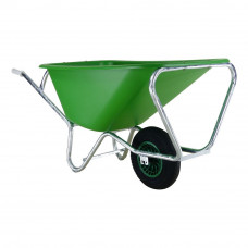 KRUIWAGEN FORT F&S, 165L GROEN HDPE BAK, VERZINKT ONDERSTEL
