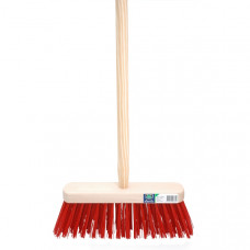 BEZEM FSC 29CM, KUNSTVEZEL ROOD MM MET STEEL 120CM -AKTIE